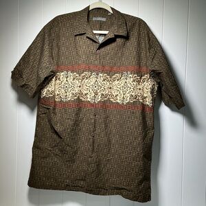 Koa Road Men's Large Cotton Hawaiian Button Front Short Sleeve Camp Shirt Floral